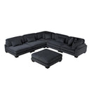  Manufacturer Color_Black -- Traverse 8555BK*6OT 6 pc Modular Sectional with Ottoman IMAGE 2
