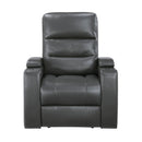  Homelegance Rose Hill 9517GY-1PWH Power Reclining Chair with Power Headrest, Heat and Massage, Receptacle, Cup-Holders with LED light, Storage Arms and Charging Ports IMAGE 1