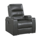  Homelegance Rose Hill 9517GY-1PWH Power Reclining Chair with Power Headrest, Heat and Massage, Receptacle, Cup-Holders with LED light, Storage Arms and Charging Ports IMAGE 2