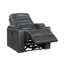  Homelegance Rose Hill 9517GY-1PWH Power Reclining Chair with Power Headrest, Heat and Massage, Receptacle, Cup-Holders with LED light, Storage Arms and Charging Ports IMAGE 7
