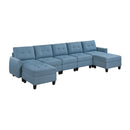  Homelegance Garren 9557BUE*7SC2OT 7 pc Sectional with Storage and Two Ottomans IMAGE 2