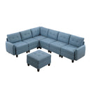  Homelegance Garren 9557BUE*7SCOT 7 pc Sectional with Storage and Ottoman IMAGE 1