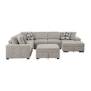  Manufacturer Color_Taupe -- Raife 9624TP*52LRC 5 pc Sectional with Right Chaise and Storage Ottoman IMAGE 2