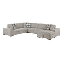  Manufacturer Color_Taupe -- Raife 9624TP*52LRC 5 pc Sectional with Right Chaise and Storage Ottoman IMAGE 3