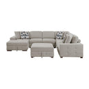  Manufacturer Color_Taupe -- Raife 9624TP*5LC2R 5 pc Sectional with Left Chaise and Storage Ottoman IMAGE 2
