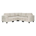  Manufacturer Color_Beige -- Homelegance Walterboro Fabric 5 pc Sectional IMAGE 1