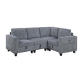  Manufacturer Color_Dark Grey -- Walterboro 9650NDG*4SC 4 pc Sectional with Storage, Storage Pouches and Charging Ports IMAGE 1