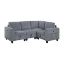  Manufacturer Color_Dark Grey -- Walterboro 9650NDG*4SC 4 pc Sectional with Storage, Storage Pouches and Charging Ports IMAGE 1