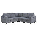  Manufacturer Color_Dark Grey -- Walterboro 9650NDG*5SC 5 pc Sectional with Storage, Storage Pouches and Charging Ports IMAGE 1