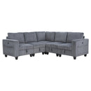  Manufacturer Color_Dark Grey -- Walterboro 9650NDG*5SC 5 pc Sectional with Storage, Storage Pouches and Charging Ports IMAGE 1