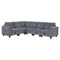  Manufacturer Color_Dark Grey -- Walterboro 9650NDG*6SC 6 pc Sectional with Storage, Storage Pouches and Charging Ports IMAGE 1