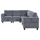  Manufacturer Color_Dark Grey -- Walterboro 9650NDG*6SC 6 pc Sectional with Storage, Storage Pouches and Charging Ports IMAGE 3