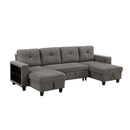  Homelegance Robinson 9705DB*42AVC Sectional with Two Chaises, Pull-out Bed, Shelves and Charging Ports IMAGE 1