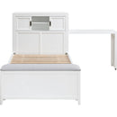  Homelegance Sloane B2024WHBC-1* Twin Bookcase Platform Bed with Hidden Desk, Stool and Storage Bench IMAGE 8