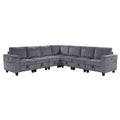  Manufacturer Color_Dark Grey -- Walterboro 9650NDG*7SC 7 pc Sectional with Storage, Storage Pouches and Charging Ports IMAGE 1