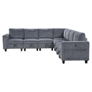  Manufacturer Color_Dark Grey -- Walterboro 9650NDG*7SC 7 pc Sectional with Storage, Storage Pouches and Charging Ports IMAGE 2