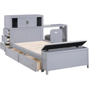  Homelegance Sloane B2024GYBC-1* Twin Bookcase Platform Bed with Hidden Desk, Stool and Storage Bench IMAGE 18