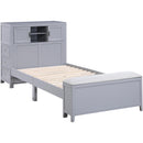  Homelegance Sloane B2024GYBC-1* Twin Bookcase Platform Bed with Hidden Desk, Stool and Storage Bench IMAGE 2