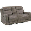  Manufacturer Color_Brown -- Muncie 9635BR-2 Double Reclining Love Seat with Center Console IMAGE 1
