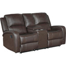  Homelegance Austin 9735BRW-2 Double Reclining Love Seat with Center Console IMAGE 1