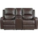  Homelegance Austin 9735BRW-2 Double Reclining Love Seat with Center Console IMAGE 2