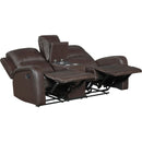  Homelegance Austin 9735BRW-2 Double Reclining Love Seat with Center Console IMAGE 3