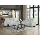  Homelegance Ronan 8455GRY-3 Double Reclining Sofa with Center Drop-Down Cup Holders, Storage Arms, Cup Holders, Reading Lights, Magazine Bag, Receptacles, Charging Ports and LED IMAGE 12