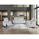  Homelegance Ronan 8455GRY-3 Double Reclining Sofa with Center Drop-Down Cup Holders, Storage Arms, Cup Holders, Reading Lights, Magazine Bag, Receptacles, Charging Ports and LED IMAGE 15