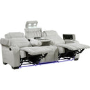  Homelegance Ronan 8455GRY-3 Double Reclining Sofa with Center Drop-Down Cup Holders, Storage Arms, Cup Holders, Reading Lights, Magazine Bag, Receptacles, Charging Ports and LED IMAGE 4