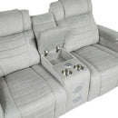  Homelegance Ronan 8455GRY-2 Double Reclining Love Seat with Center Console, Wireless Speakers, Storage Arms, Cup holders and LED IMAGE 7