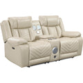  Manufacturer Color_Beige -- Homelegance Huron Power Reclining Polyurethane Loveseat with Console IMAGE 1