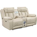  Manufacturer Color_Beige -- Homelegance Huron Power Reclining Polyurethane Loveseat with Console IMAGE 1