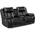  Manufacturer Color_Black -- Huron 8457BLK-2PW Power Double Reclining Love Seat with Center Console IMAGE 1