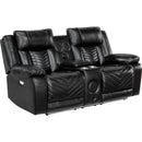  Manufacturer Color_Black -- Huron 8457BLK-2PW Power Double Reclining Love Seat with Center Console IMAGE 1