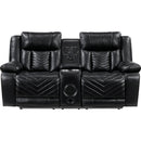  Manufacturer Color_Black -- Huron 8457BLK-2PW Power Double Reclining Love Seat with Center Console IMAGE 2
