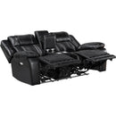  Manufacturer Color_Black -- Huron 8457BLK-2PW Power Double Reclining Love Seat with Center Console IMAGE 3