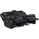  Manufacturer Color_Black -- Huron 8457BLK-2PW Power Double Reclining Love Seat with Center Console IMAGE 4