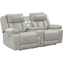  Manufacturer Color_Grey -- Huron 8457GRY-2PW Power Double Reclining Love Seat with Center Console IMAGE 1