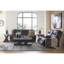 Manufacturer Color_Carbon -- Benchcraft Mackmenville Reclining Leather Look Loveseat with Console IMAGE 10