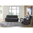  Manufacturer Color_Carbon -- Benchcraft Mackmenville Reclining Leather Look Loveseat with Console IMAGE 8