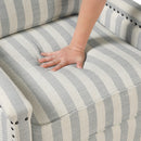  Manufacturer Color_Beige with greyish blue stripe pattern -- Landrum 9257NF-1 Push Back Reclining Chair IMAGE 10