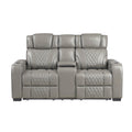  Manufacturer Color_Grey -- Homelegance Apex Power Reclining Leather Match Loveseat with Console IMAGE 1