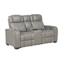  Manufacturer Color_Grey -- Homelegance Apex Power Reclining Leather Match Loveseat with Console IMAGE 2
