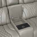  Manufacturer Color_Grey -- Homelegance Apex Power Reclining Leather Match Loveseat with Console IMAGE 7