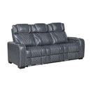  Manufacturer Color_Blue -- Apex 8449BU-3PWHM Power Reclining Sofa with Wireless Charger, Air Massage and Heatand Charging Ports IMAGE 2