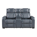  Manufacturer Color_Blue -- Apex 8449BU-2PWHM Power Reclining Love Seat with Console, Wireless charger, Air Massage and Heat IMAGE 1