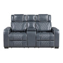  Manufacturer Color_Blue -- Apex 8449BU-2PWHM Power Reclining Love Seat with Console, Wireless charger, Air Massage and Heat IMAGE 1