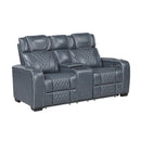  Manufacturer Color_Blue -- Apex 8449BU-2PWHM Power Reclining Love Seat with Console, Wireless charger, Air Massage and Heat IMAGE 2