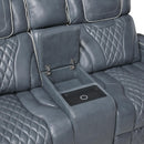  Manufacturer Color_Blue -- Apex 8449BU-2PWHM Power Reclining Love Seat with Console, Wireless charger, Air Massage and Heat IMAGE 7