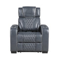  Manufacturer Color_Blue -- Apex 8449BU-1PWHM Power Reclining Chair with Power Headrest, Air Massage and Heat and Charging Ports IMAGE 1